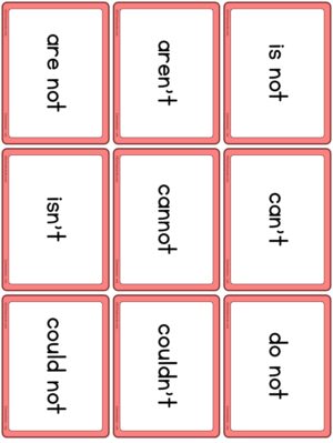 Contractions with NOT