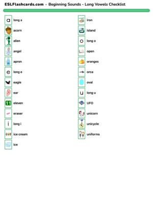 Preview of Checklist, Long A-E-I-O-U