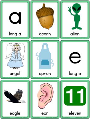 Preview of Images with labels, Small, Long A-E-I-O-U