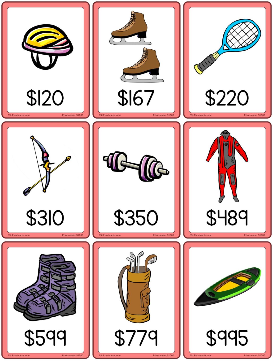 Vocabulary cards esl flashcards