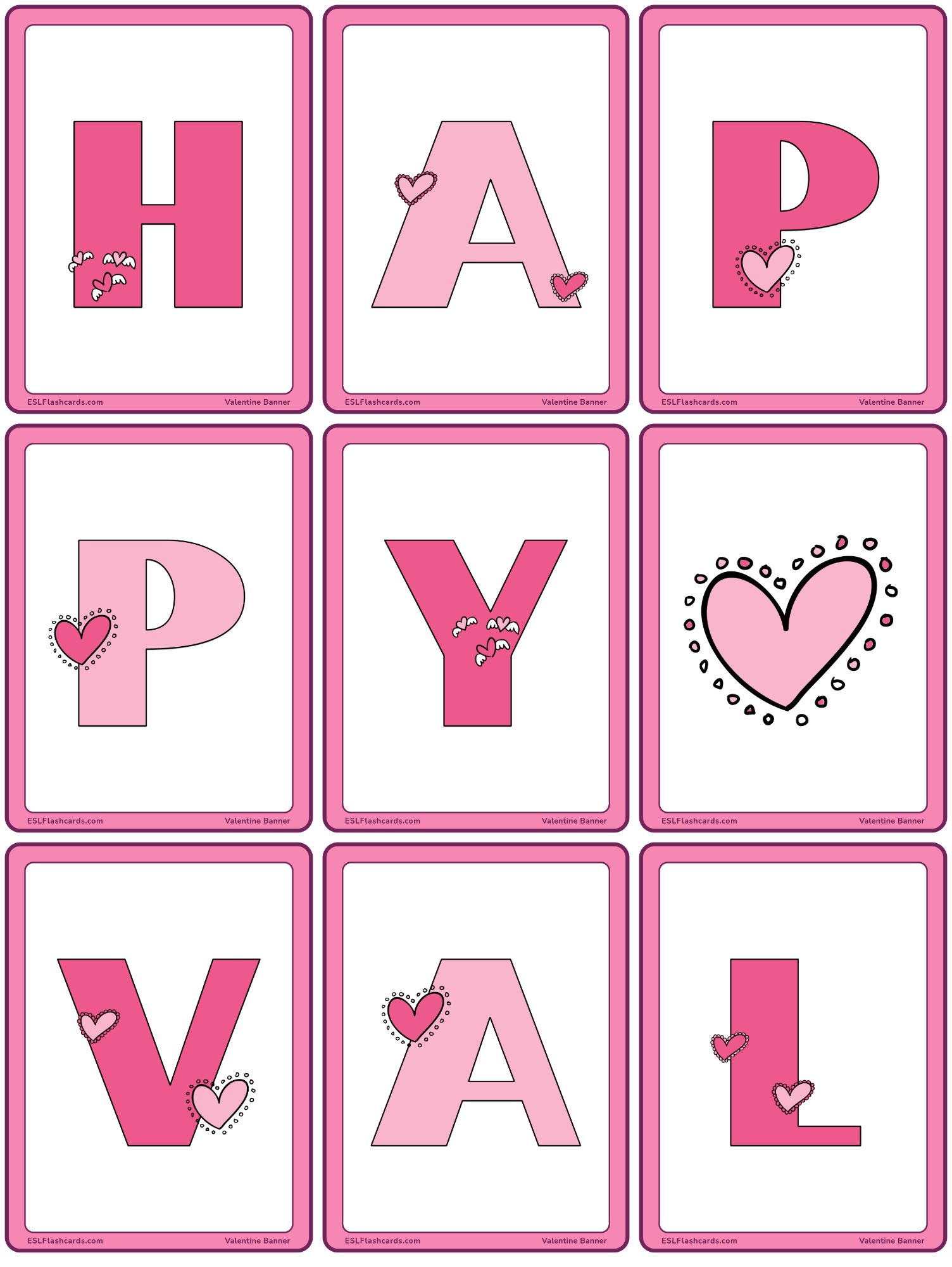 Valentine's Day Banners – ESL Flashcards